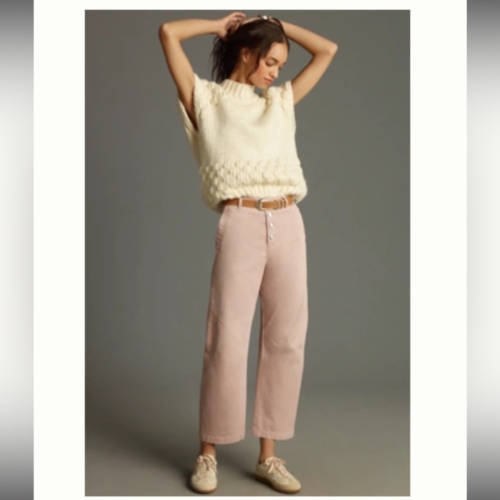 Anthropologie Arin Mid-Rise Button Front Barrel Pants by Pilcro